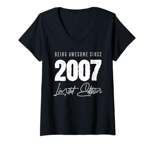 Damen 18. Geburtstag 2007 Jahrgang Limited Edition T-Shirt mit V-Ausschnitt Damen 18. Geburtstag 2007 Jahrgang Limited Edition T-Shirt mit V-Ausschnitt von 2007 Geschenke 18. Geburtstag Limited Edition