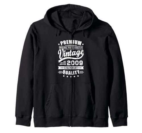 Vintage 2009 T-Shirts für Herren Retro Funny 2009 Geburtstag Kapuzenjacke von 2009 Geschenk Vintage 2009 Geburtstagsgeschenke