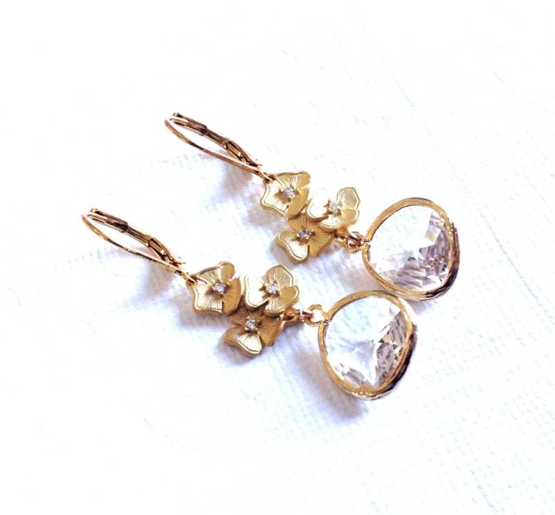 Danksagungsgeschenke, Goldohrringe, Weihnachtsgeschenk, Goldtropfenohrringe, Hochzeitsohrringe, Klare Kristallohrringe, Brisur Danksagungsgeschenke, Goldohrringe, Weihnachtsgeschenk, Goldtropfenohrringe, Hochzeitsohrringe, Klare Kristallohrringe, Brisur von 2010louisek7