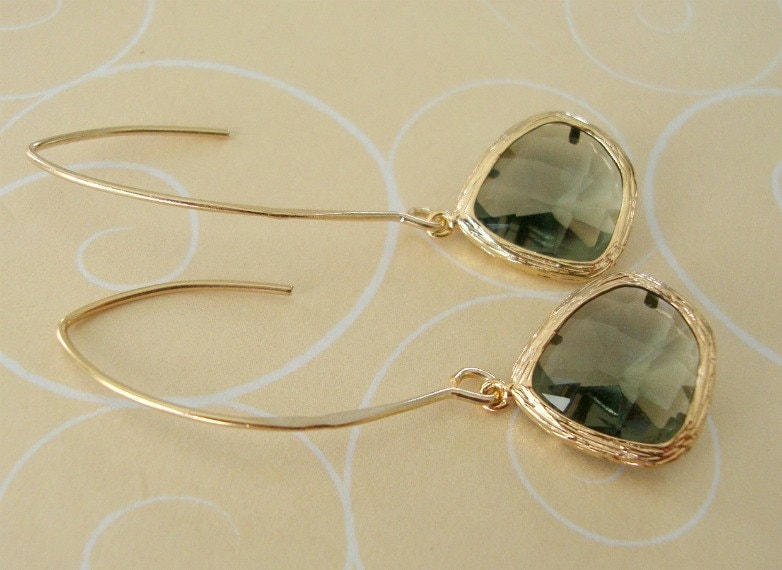 Gold Ohrringe, Schwarze Diamant Glas Lange Ohrringe Vermeil Gold, Herbst Mode Goldschmuck, Geschenke Für Sie, Weihnachtsgeschenk Gold Ohrringe, Schwarze Diamant Glas Lange Ohrringe Vermeil Gold, Herbst Mode Goldschmuck, Geschenke Für Sie, Weihnachtsgeschenk von 2010louisek7