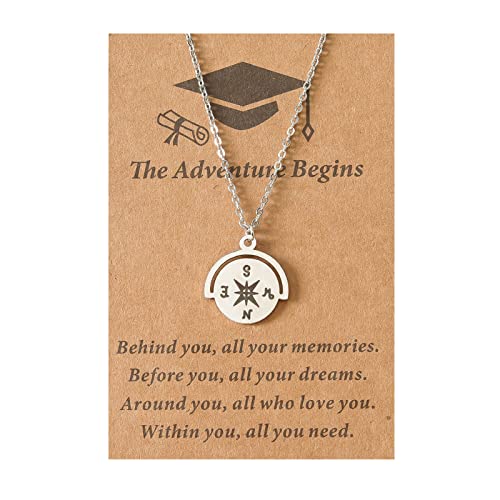 2022 1PC Graduierung Nceklace Geschenke Graduate College High School Inspirierende Geschenke für Frauen Mädchen Graduierungskarte Nceklace Ketten Für Kleinkinder (Silver, One Size) von 2022