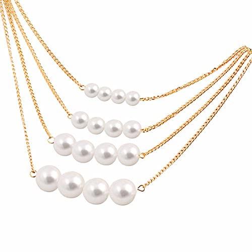 2022 4 dreireihige weiße kultivierte Süßwasserperlen-Halskette für Frauen Good Luste Anniversary Wife Damen Ketten Engel (A, One Size) von 2022