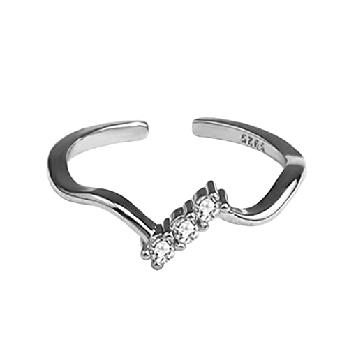 2022 An Meine Tochter Ring Silber V-Form Strass-Ring Verstellbarer Silber V-Ring Minimalistischer Ring Geschenk für sie Ringe Herren Schwarz Silber Set (Silver, One Size) von 2022