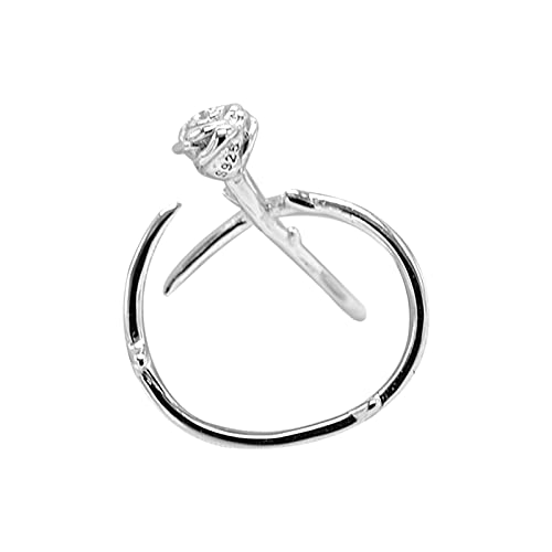 2022 Art- und Weiseschmucksachen S925 Sterlingsilber-Rosen-Dorn-Ring-Frauen-ältere einfache offene Ring-Hochzeit Der Ringe Figuren (Silver, One Size) von 2022