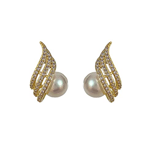 2022 Blatt-Perlen-Ohrringe für Teenager-Mädchen, minimalistische Piercing-Ohrstecker, Trendige Ohrringe Tropfenförmige Ohrringe (Gold, One Size) von 2022