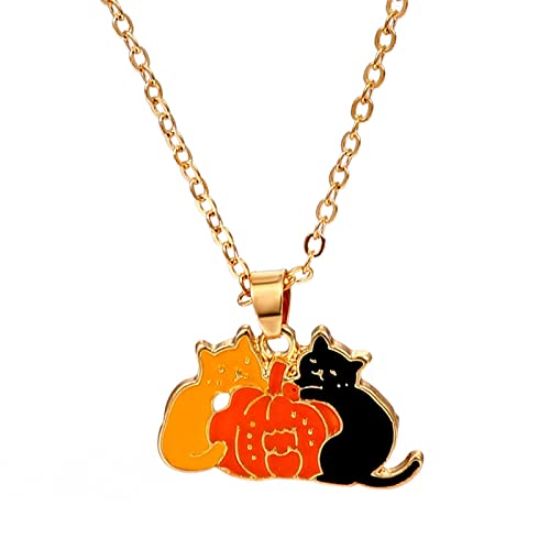 2022 Cartoon Dripping Cat Halskette Metall Schlüsselbein Kette Halloween Schmuck für Männer und Frauen Halskette Mit (A, One Size) von 2022