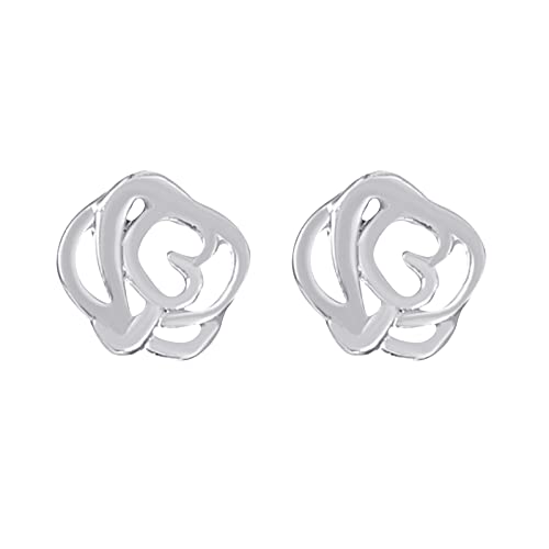 2022 Dame Elegant Ohrringe Ohr Mode Paar Kristall Frauen Ohrstecker Hohle Ohrstecker Ohrringe Muster (Silver, One Size) von 2022