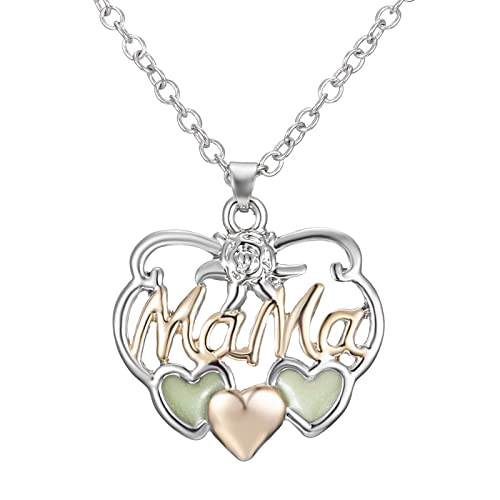 2022 Day Mom Day Forever Mother's Gift Necklace Halskette Mother's Diamond My My Forever Friend Leuchtende Halsketten & Anhänger Königskette Ketten Herren (Multicolor, One Size) von 2022