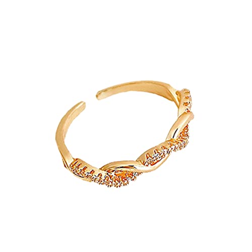 2022 Die Waves Zircon Ring Opening Female Contracted Design fühlt Sich an wie Charakterringe Ringe Für Ringbuch (Gold, One Size) von 2022