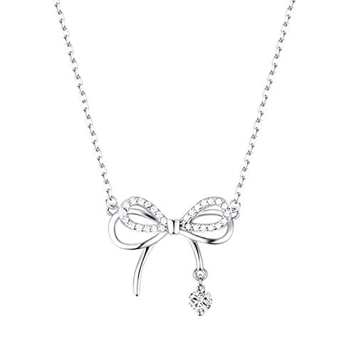 2022 Double Layer Bow Halskette Female Light Luxury Wind Butterfly Dream Diamond Intarsien Beating Heart Schmuck Geschenk Günstige Ketten Damen (Silver, One Size) von 2022
