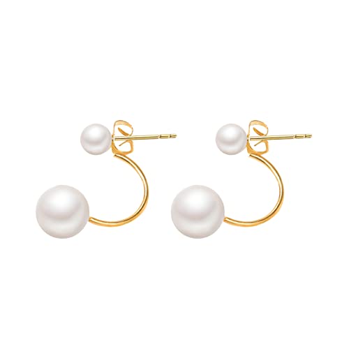 2022 Double Pearl Arc Ohrringe Thin Dangle Gold Elegant Pearl Arc Ohrringe Hochzeit Damen Accessoires Schmuck Ohrringe für Frauen Ohrringe Mini Creolen (Gold, One Size) von 2022