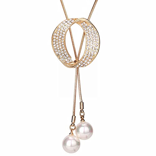 2022 Einfache Halskette Frauen Hundert Mode Schlüsselbein Kette Anhänger Halskette Perlen Ketten Damen (Gold, One Size) von 2022