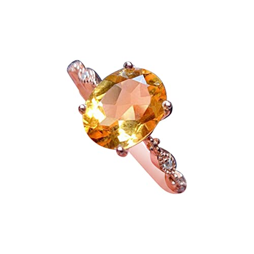 2022 Einfacher Ring überzogener Roségold-Morganit-Gelb-Oval-Damenring Ringe Für Kinder Silber (Gold, One Size) von 2022