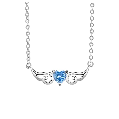 2022 Engel Blau Herz Halskette Zirkon Herz Halsketten Kristallkette Schmuck Für Frauen Mädchen Herd Anhänger Halskette Ketten Mit Traumfänger (Blue, One Size) von 2022