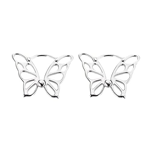 2022 Entwerfen Sie Hohle Schmetterlings-Ohrringe Creolen-Mädchen-Geschenke, die für Verschiedene Gelegenheiten geeignet sind Ohrringe EIS (Silver, One Size) von 2022