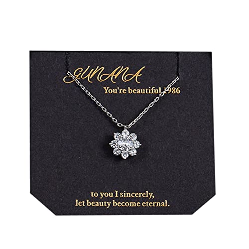 2022 Für Frauen Mädchen Kupfer Schnee Blumen Halskette Zirkon für Immer Liebe Halsketten Ketten Schutz 44 (Silver, One Size) von 2022