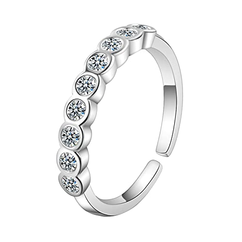 2022 Funkelnder Zirkonring Eleganter Strassring Schmuck Ringe Damenmode Ringe für Damen Turntrapez Mit Ringen (Silver, One Size) von 2022