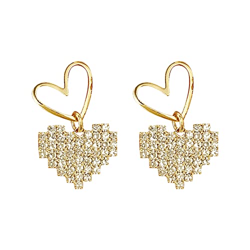 2022 Gold Double Heart Ohrstecker Damen High End Light Luxury Design Clavicle Ohrstecker Ohrringe Lachs (Gold, One Size) von 2022