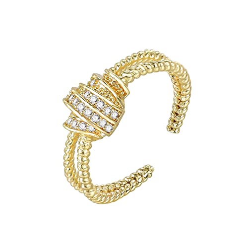 2022 Gold Frauen Fashion Trend Voller Zirkon Ring Damen Schmuck Ringe Für Frauen Einstellbare Ringöffnungsgröße O Ringe Metall Geschweißt (Gold, One Size) von 2022