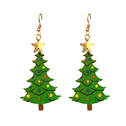 2022 Grüne Weihnachtsbaum-Ohrringe, geometrische Stern-Weihnachtsohrringe, Feiertags-Weihnachtsschmuck, Geschenk für Frauen und Mädchen Brasilien Ohrringe (Green, One Size) von 2022