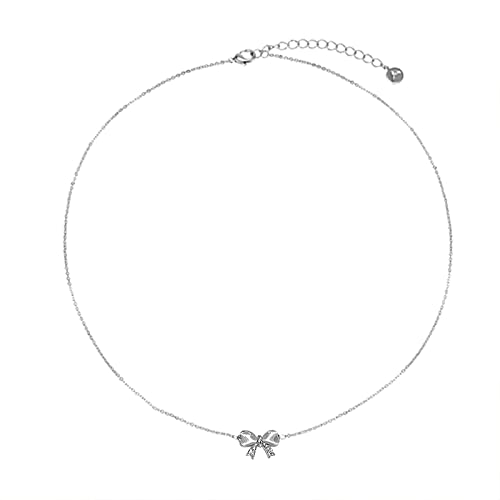 2022 Halskette mit Bowknot-Anhänger für Frauen Ketten Aus Stahl (Sliver, One Size) von 2022