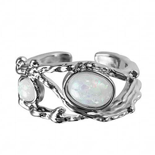 2022 Hohler Ring Frauen mit -Ring Kalter Windlicht-Luxusring O Ringe Tauchen (Silver, One Size) von 2022