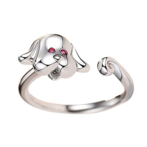 2022 Hund Druck Liebe Herz Ring Öffnung Verstellbarer Ring Haustier Tier Ring Schmuck Für Frauen Männer Gilrs Jungen Ringe Mit Gravur Für Silber (Silver, One Size) von 2022