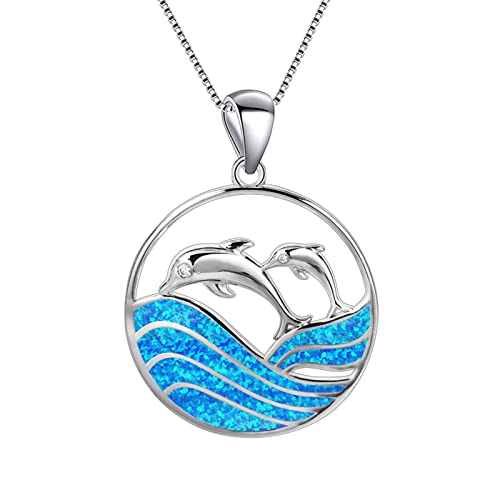 2022 Mode-Delphin-Halskette -Halsketten-Frau, die schillernden Delphin-geformten hängenden kleinen -Anhänger-Frauen-Schmuck schlägt Ketten Aus Perlen (Sliver, One Size) von 2022