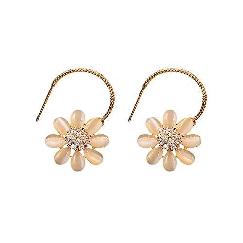 2022 Mode Persönlichkeit Temperament Opal Blütenblatt Ohrringe für Frauen Schmuck Geschenke Mittelalter Ohrringe Damen (A, One Size) von 2022