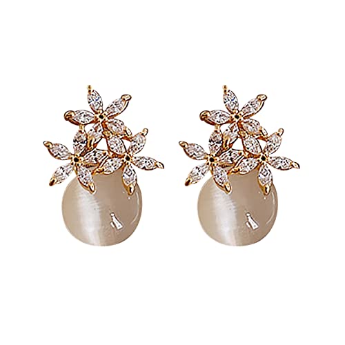 2022 Mode Persönlichkeit Temperament Opal Blütenblatt Ohrringe für Frauen Schmuck Geschenke Ständer Für Ohrringe (A, One Size) von 2022