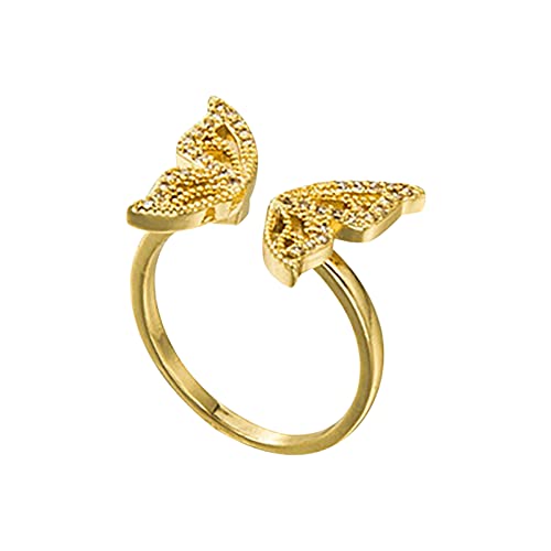 2022 Offene Schleife Ring Schmuck Geburtstag Vorschlag Geschenk Braut Verlobungsfeier Ring Ringe Damen (Gold, One Size) von 2022