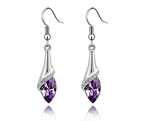 2022 Ohrringe Hochzeit Geschenk Lady PP Frauen Crystal Cut Teardrop Ohrringe Ohrringe Silber 925 (Purple, One Size) von 2022