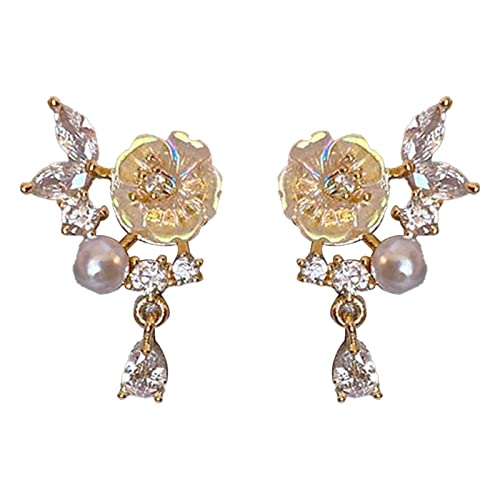 2022 Opal-Blütenblatt-Kreis-Ohrringe für Frauen, elegant und exquisit, klassischer Schmuck, Party-Girl-Ohrringe Kleine ene Ohrringe (Sliver, One Size) von 2022