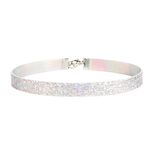 2022 Radium Halskette Silber Reversible Radium Glow Halskette Glänzende Halskette Kette Schmuck Mode Einfache Party Prom Accessoires Für Frauen Und Mädchen Ketten Für Pärchen (A, One Size) von 2022