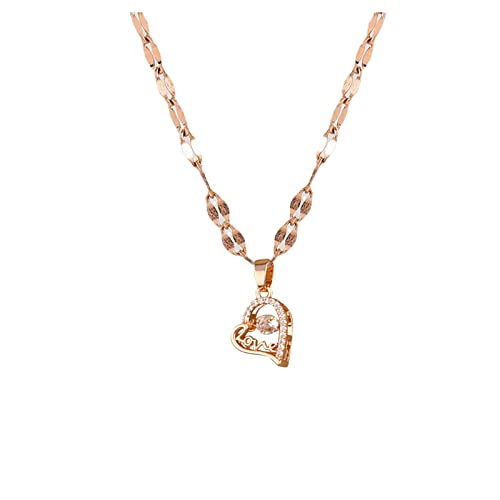 2022 Rose Gold Love Clever Anhänger Stahl Halsketten Edelstahl Schmuck Kette Stern Halskette für Frauen Halskette Eng (Rose Gold, One Size) von 2022