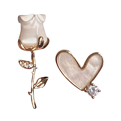 2022 Rose Ohrringe für Frauen Rose Schmuck Rose Set Blütenblatt Ohrringe Zirkon Ohrringe für Valentinstag Muttertag Geburtstag Ohrringe Hänger Silber (Gold, One Size) von 2022