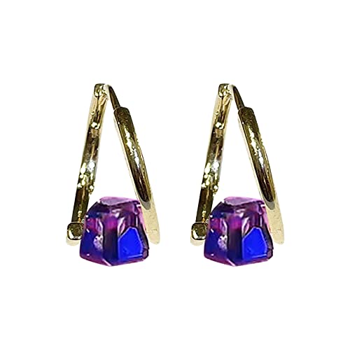 2022 Schillernde kristallblaue Ohrringe für Teenager-Mädchen, minimalistische Piercing-Ohrstecker, Trendige Ohrringe Mittelfinger Ohrringe (Gold, One Size) von 2022