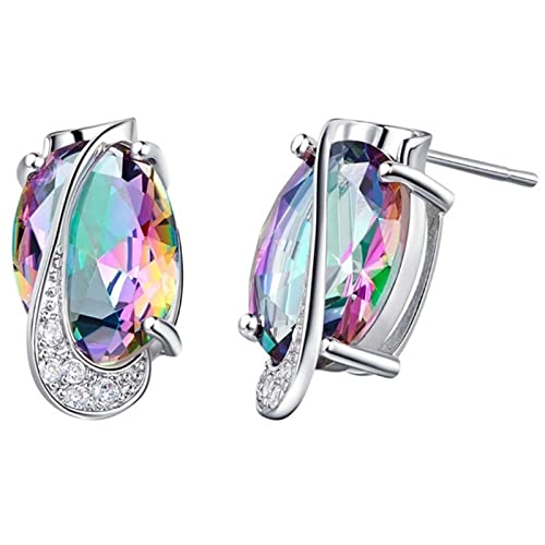 2022 Sieben Regenbogen Zirkon Ohrringe Frauen Mode Trend Voller Zirkon Ohrring Damen Schmuck Ohrringe Für Frauen Ohrringe Haken (Multicolor, One Size) von 2022