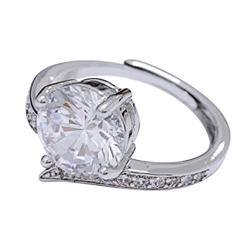 2022 Silber Vier Klauen Strass Ring Elegante Geometrie Strass Ring Voller Ringe Für Frauen Größenverstellbare Öffnung Leuchtende Ringe Schmuck Kinder (Silver, One Size) von 2022