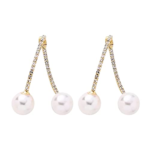 2022 Two Wear Back Hanging Pearl Quaste Ohrringe Fashion Trendy Design Silver Needle Ohrstecker für Frauen Tier Ohrringe (Gold, One Size) von 2022