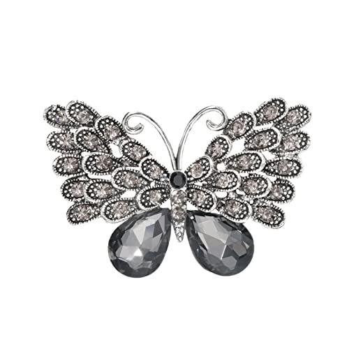 2022 Vintage Silber Große Schmetterling Kristall Brosche Mode Edlen Schmuck Broschen Frauen Broschen Klein Silber (Silver, One Size) von 2022
