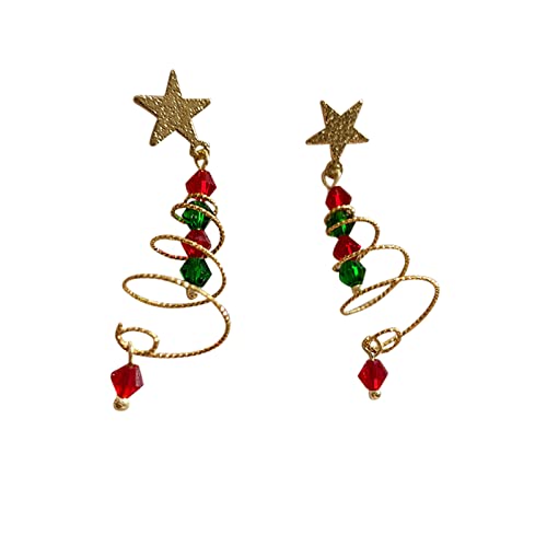 2022 Weihnachtsbaum-Ohrringe 1 Paar Weihnachtsbaum-Ohrringe für Frauen Weihnachtsschmuck Geschenk für Frauen Mädchen e Ohrringe (Gold, One Size) von 2022