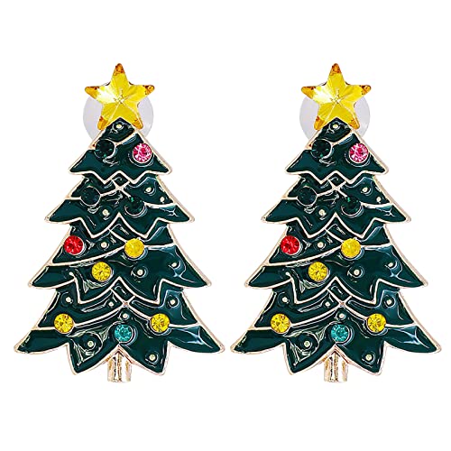 2022 Weihnachtsbaum-Ohrringe Weihnachten Creative Holiday Party -Ohrringe Schmuck Creolen Frauen Ohrringe Glitzer (Green, One Size) von 2022