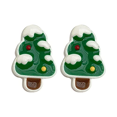 2022 Weihnachtsohrringe Netter Weihnachtsbaum Ohrstecker Weihnachtsschmuck Ohrringe Tägliche Partyzubehör Harzschmuck Geschenke für Frauen Drachenfels Ohrringe (Green, One Size) von 2022