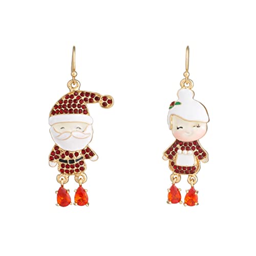 2022 Weihnachtsschmuck Damen Ohrringe Weihnachtsmann Diamanten Ohrringe Mode Ohr Perle Ohrringe Silber (Red, One Size) von 2022
