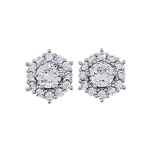 2022 Weihnachtsschneeflocken-verkrustete Silberne Luxus-Schneeflocken-Ohrringe für Damen Antiseptische Ohrringe (Silver, One Size) von 2022