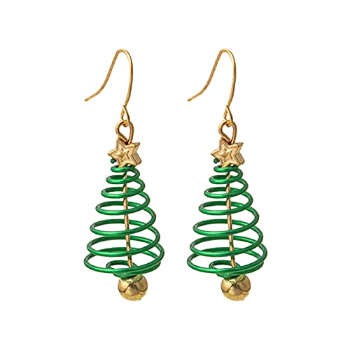 2022 Weihnachtstropfen-Ohrringe Weihnachtsohrring-Schmuck-Geschenke Kleiner Netter Weihnachtsbaum-Ohrring-Schmuck für Frauen-Mädchen Ohrringe Klemme (Green, One Size) von 2022