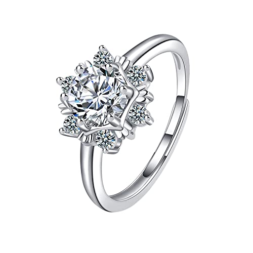 2022 Zirkonring Eleganter Strassring Schmuck Ringe Damenmode Ringe für Damen Ringe Basteln Metall Silber (Silver, One Size) von 2022