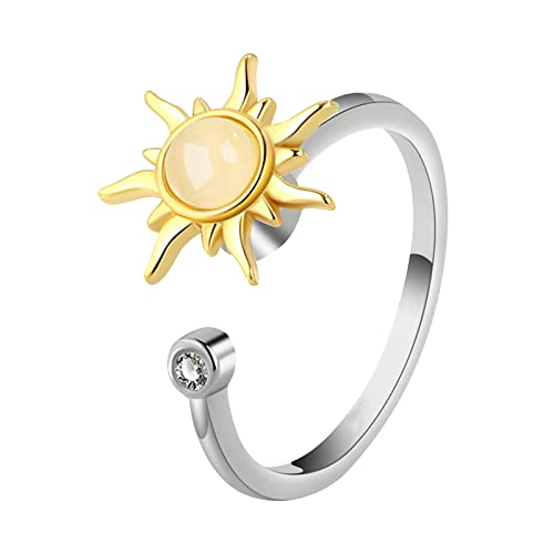 2022 to My Baby Ring Meditationsring für Frauen Ring Verstellbarer drehbarer Ring aus Sterlingsilber Verstellbarer offener Wickelring Bunte Ringe Spielzeug (Gold, One Size) von 2022