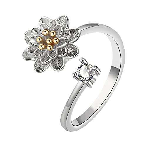 2022 to My Baby Ring Meditationsring für Frauen Ring Verstellbarer drehbarer Ring aus Sterlingsilber Verstellbarer offener Wickelring Finger Ringe Herren (Gold, One Size) von 2022